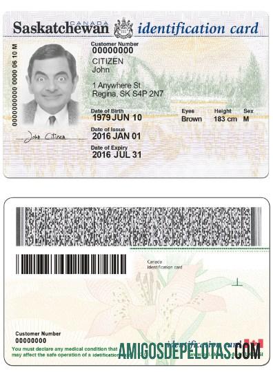 Canada Saskatchewan ID exemplo